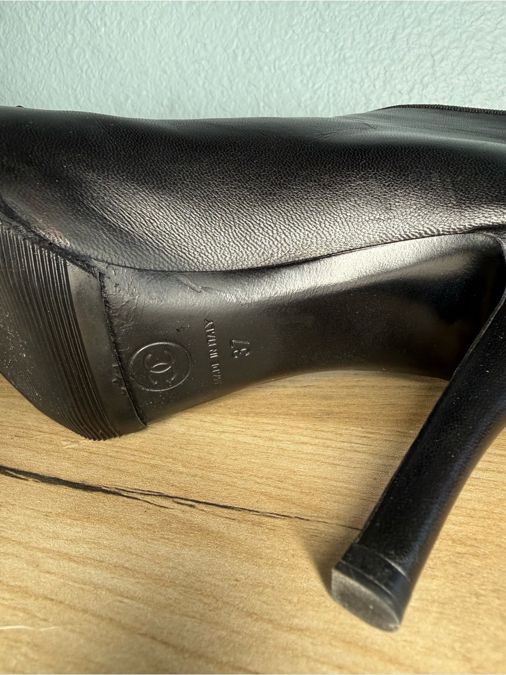 Chanel Black Leather Ankle Booties w/ CC Logo 🤍 - Picture 8 of 8